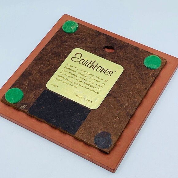 Earth tones Pottery Kachina Square Trivet Southwestern Style Tile L. Kuhne 1984 - Picture 4 of 7
